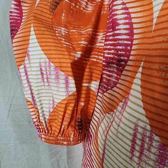 ASHLEY STEWART Size 22/24 Off Shoulder Raglan Sleeve Colorful‎ Cotton Blend Top - Picture 8 of 15